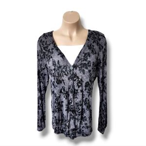 French Laundry Semi-Sheer Floral Baroque Long Sleeve Cardigan | 22/24